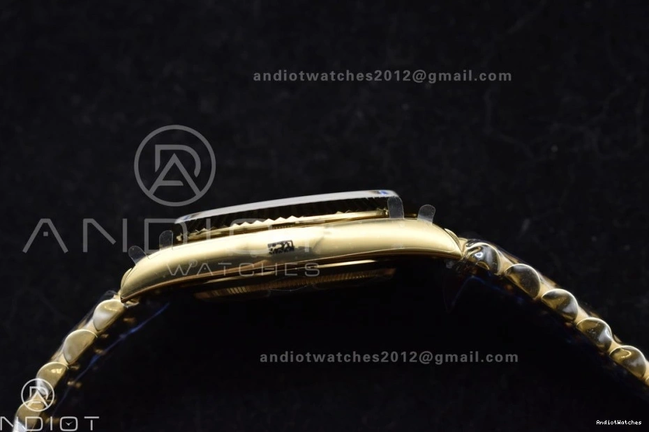 GMF 904L Diamond A3255 Gain YG 723 DayDate President On Weight GoAnywhere Markers Gold Dial Steel 40 V Bracelet 1021